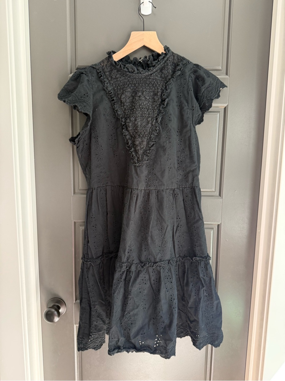 House of Harlow 1960 Black Eyelet Ruffle Dress